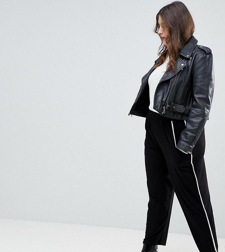 Asos Curve Tapered Pants With Contrast Bind - Black