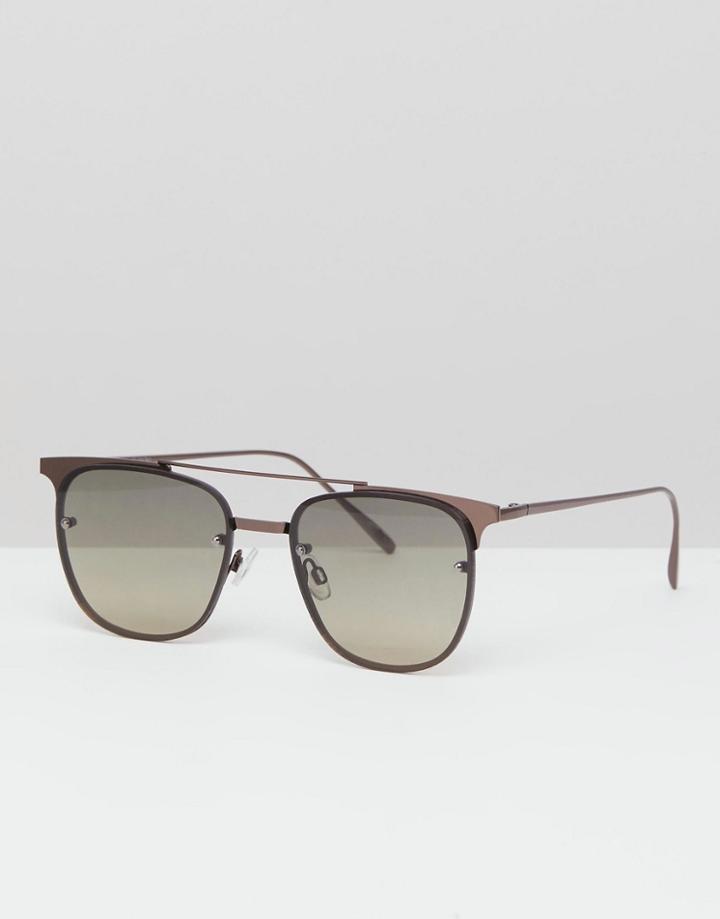 Asos Design Retro Sunglasses In Gunmetal - Gray