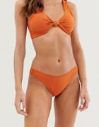 Unique21 Knot Front High Leg Bikini Bottom-orange