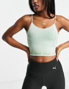 Puma Evo Knit Seamless Crop Top In Frosty Green
