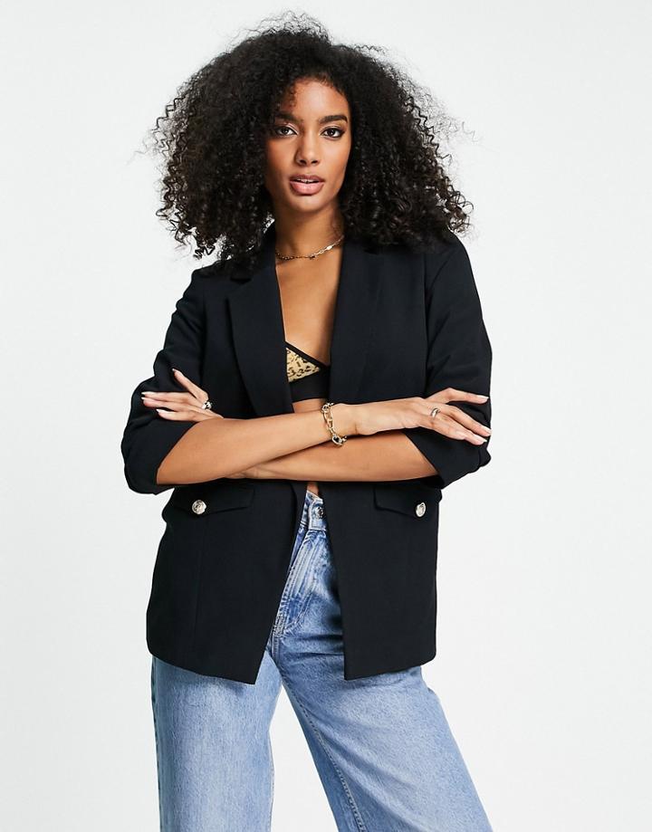 River Island Pocket Detail Blazer In Black