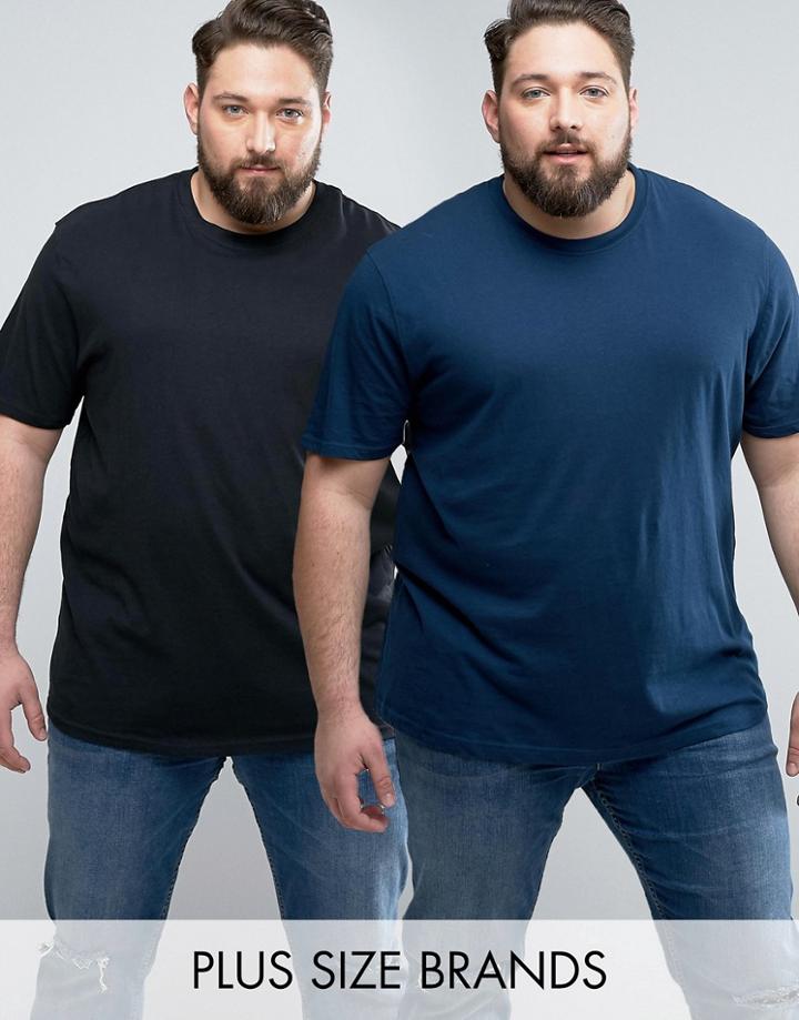 Duke Plus 2 Pack T-shirts In Black & Navy - Multi