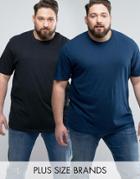 Duke Plus 2 Pack T-shirts In Black & Navy - Multi