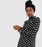 Verona High Neck Long Sleeve Top In Polka Dot Two-piece - Black