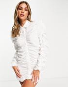 Femme Luxe Extreme Ruched Shirt In White