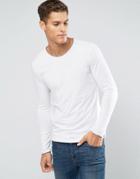 Sisley Long Sleeve T-shirt With Raw Neck - White