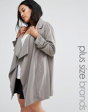 Missguided Plus Waterfall Trench - Green