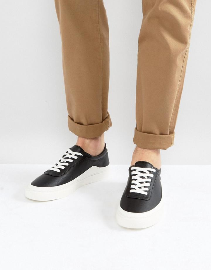 Asos Lace Up Sneakers In Monochrome - Black