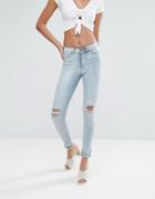 Vero Moda Skinny Jean With Ripped Knee - Blue