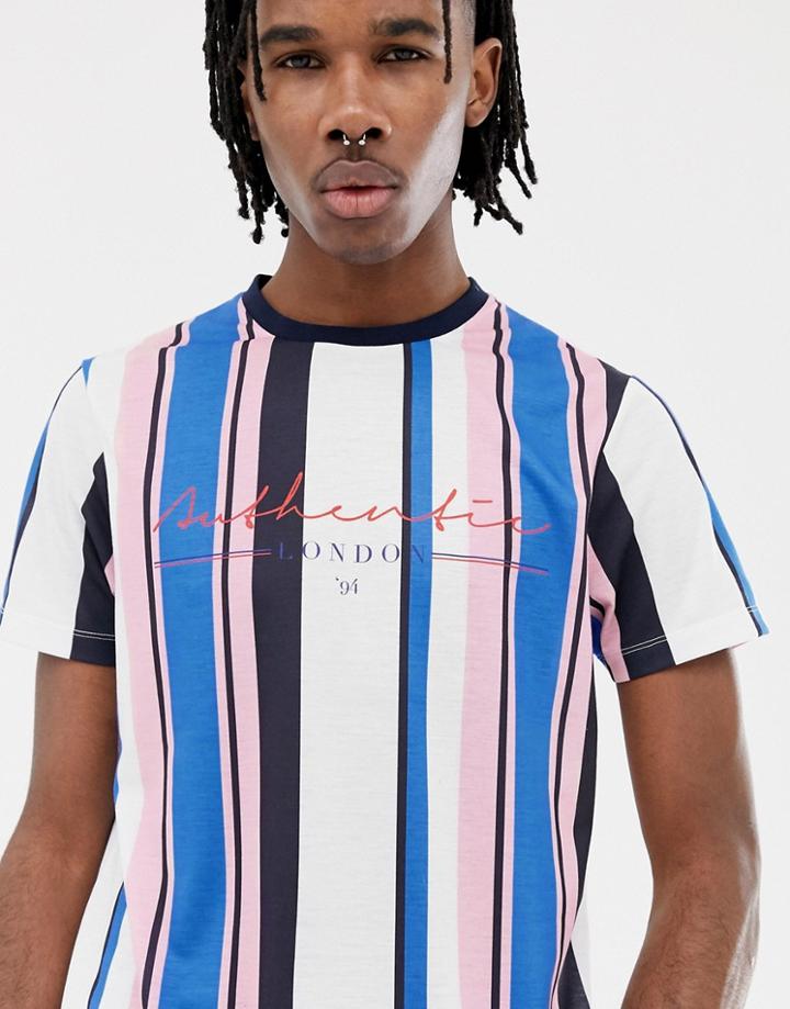 Asos Design Vertical Striped T-shirt - White