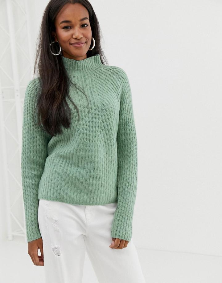 Jdy Barnu High Neck Fitted Sweater - Blue