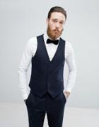 Harry Brown Tile Jacquard Skinny Fit Suit Dinner Vest - Navy