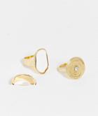 Glamorous 3-pack Statement Rings In Gold