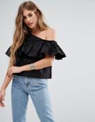 Noisy May Ella Off Shoulder Ruffle Top - Black