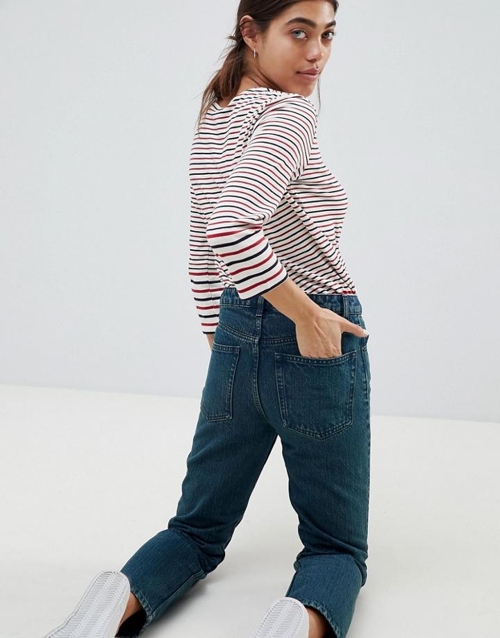 Asos Design Recycled Florence Authentic Straight Leg Jeans In Fanchon Green Cast Wash - Blue