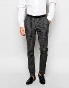 Selected Homme Exclusive Tonal Check Tuxedo Suit Pants In Skinny Fit - Gray