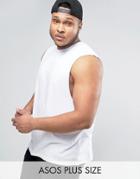 Asos Plus Sleeveless T-shirt With Dropped Armhole In White - White