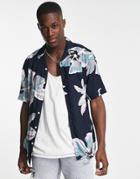 Only & Sons Revere Shirt In Navy Floral Print