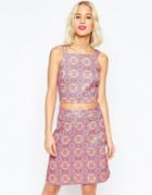 Asos Open Back Jaquard Crop Top Co-ord - Multi
