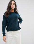 Brave Soul Erin Loose Fit Sweater In Chenille - Green