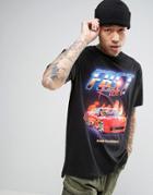 Bershka T-shirt With Fast Rider Print In Black - Black