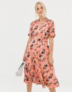 Uttam Boutique Floral Print Capped Sleeve Midi Dress - Multi