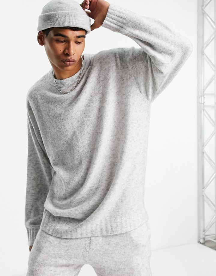 Topman Oversized Knit Sweater In Gray-grey