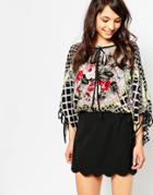 Traffic People Border Print Minnie Top - Black