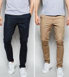 Asos 2 Pack Super Skinny Chinos In Navy & Stone Save - Multi