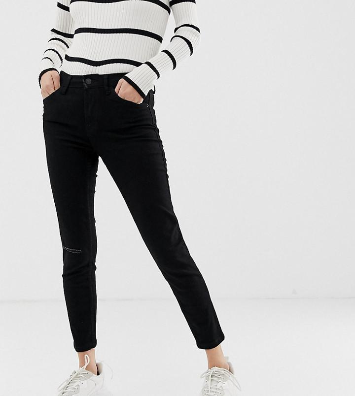 Bershka Cropped Skinny Jean In Black