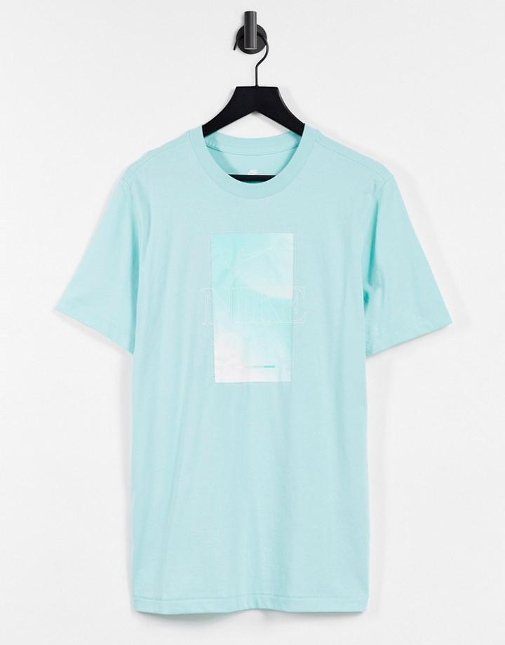 Nike Burnout Logo T-shirt In Aqua-blues