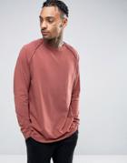 Asos Oversized Long Sleeve Raglan With Reverse Seams - Red