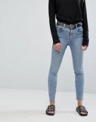 Weekday Way High Waist Slim Leg Jeans With Raw Hem - Blue