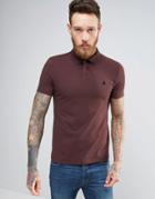 Asos Muscle Pique Polo Shirt With Logo In Burgundy - Red