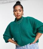 Noisy May Curve High Neck Sweater In Bright Green