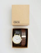 Asos Interchangeabe Watch With Leather Strap - Black