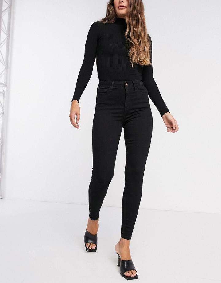 River Island High Rise Skinny Jean In Black