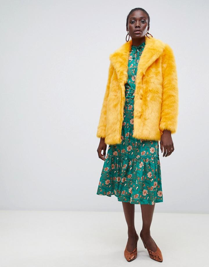 Vero Moda Faux Fur Jacket - Orange