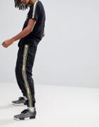 Bershka X Fedez Joggers With Tape Detail In Black - Black