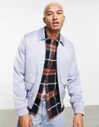 Asos Design High Shine Satin Harrington Jacket In Silver