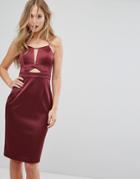 Forever New Structured Midi Dress In Satin With Cut Out - Red