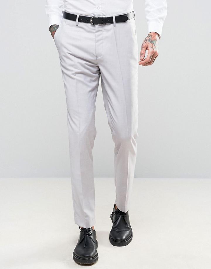 Devils Advocate Wedding Skinny Fit Pale Gray Suit Pants - Gray