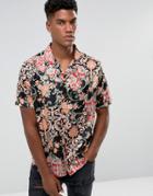 Jaded London Shirt In Black With Floral Print - Black