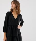 New Look Tiered Smock Dress In Black