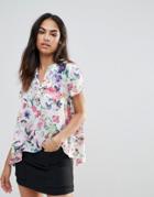 Frnch Floral Print Top - White