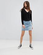 Noisy May Be Lucy Destroyed Denim Skirt - Blue