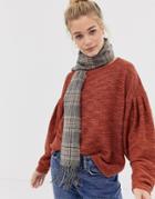 New Look Heritage Check Scarf In Mink - Tan