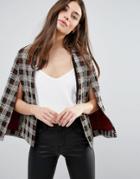Vesper Checked Cape - Brown