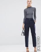 Asos Tall Highwaist Pant With Paperbag Waist - Navy