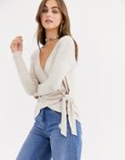 Abercrombie & Fitch Cozy Off The Shoulder Top In Oatmeal